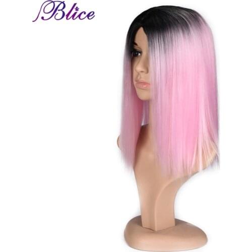 Blice #1b/Pink Straight Synthetic Wigs For Women Medium Length Hair Bob Wig Heat Resistant bobo Hairstyle Cosplay wigs
