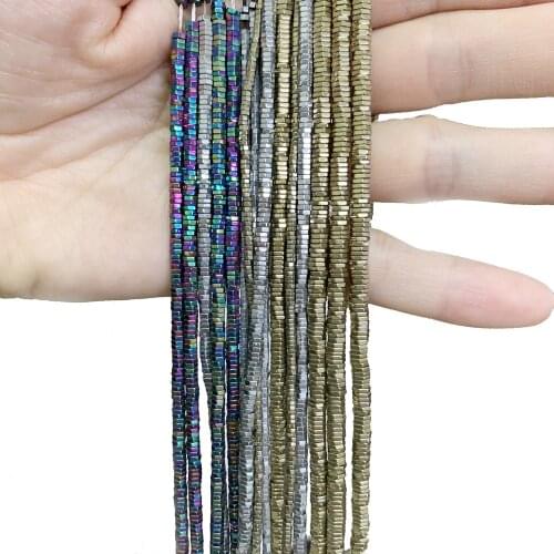 Loose Spacer Beads for DIY Necklace Bracelet Jewelry Making Natural Stone Hematite Hexagon Shape Handmade Accessories 15" A45