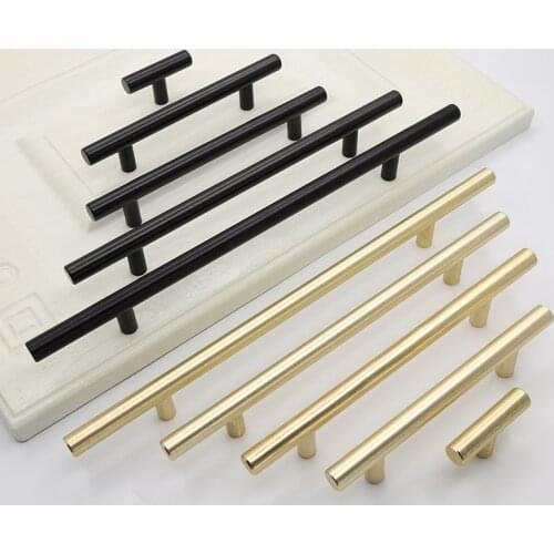 Black Golden Cupboard Handle Brushed Aluminum Alloy Kitchen Cabinet Door Knob Furniture Drawer Pull Hardware Pulls Bar Handle