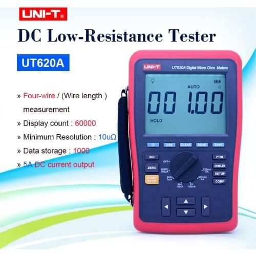 UNI-T UT620A Digital Micro Ohm Meter Resistance Meter 60000 Counts 6.0000K ohm with High/Low Limit Alarm USB and Back Light