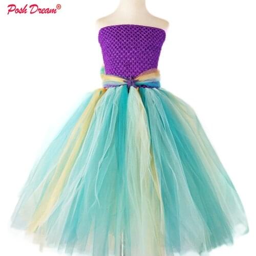 Mermaid Children Cosplay Tutu Dresses Shining Gold Tulle Cartoon Handmade Kids Girls Party Dresses Baby Clothes For Birthday