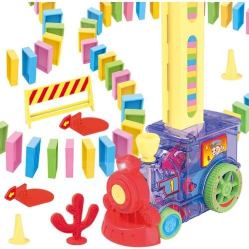 Kids Electric Domino Train Light Music Automatic Building Blocks Puzzle Toys Odorless/ Puzzle Toy Automatic Building Blocks Gift