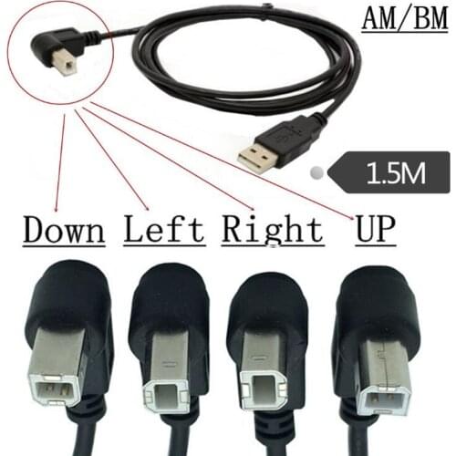 USB 2.0 Type A Male to Type B Male 90 degree Up & Down & Left & Right Angled USB 2.0 Printer Scanner Cable 1.5m 5 Feet 150CM