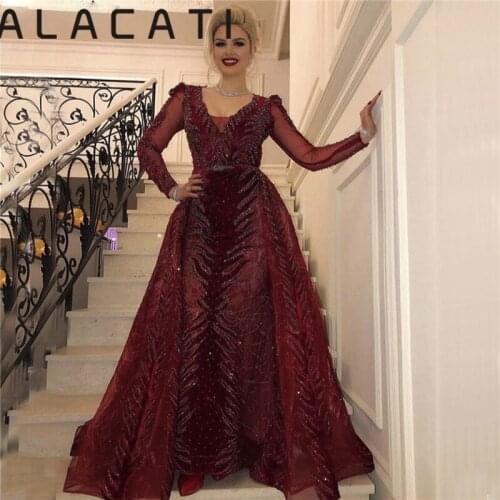 Wine red designer high-end luxury velvet fashion sexy tail fishtail evening dress exports Middle East Dubai real photos