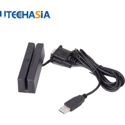 Magnetic Card Reader MSR100 Stripe 3 Tracks RS232 Interface Plug Universal For Swipe Bar Code Data Reader