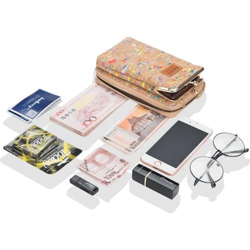 Street Ladies Wallet Fashion Multi Card Mobile Phone Bag PU Wood Grain Printing Korean Casual Ladies Wallet