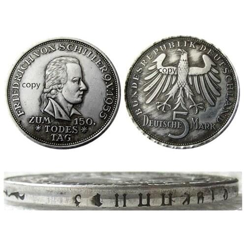 Germany, Federal Republic, 5 Mark, 1955 F Silver Plated Copy Coin