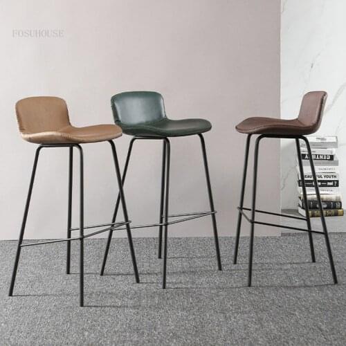 2 Sizes 4 Colors Nordic High Bar Chair Minimalist Modern Backrest Bar Bar Chairs Furniture Light Luxury Soft Cushion Bar Chairs