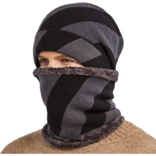 New Winter Hat Scarf Skullies Beanies For Men Knitted Hat Women Mask Thick Balaclava Earflap Wool Bonnet Male Beanie Hats Cap