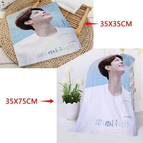 New arrival Custom Park Bo Gum Printed Face Towel Microfiber Fabric Square rectangle Towels Size 35x35cm 35x75cm