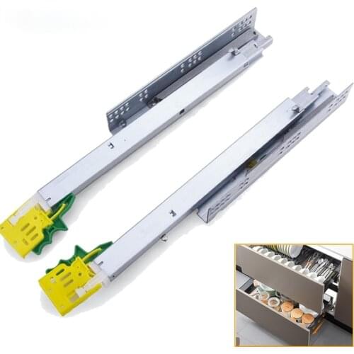 New design,3 sections Bottom mounting hidden Damping slide,with Disassembly Device, Cabinet drawer buffer track guide,Quiet