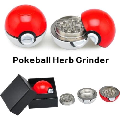 Wholesale Pokeball Grinder 55mm Poke Ball Herb Grinders Metal Zinc Alloy Plastic Metal Grinders 3 Parts Smoking Accessories