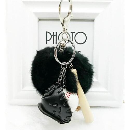 Creative baseball keychain Otter rabbit hair ball pendant accessories bags sporting goods gifts sports souvenirs