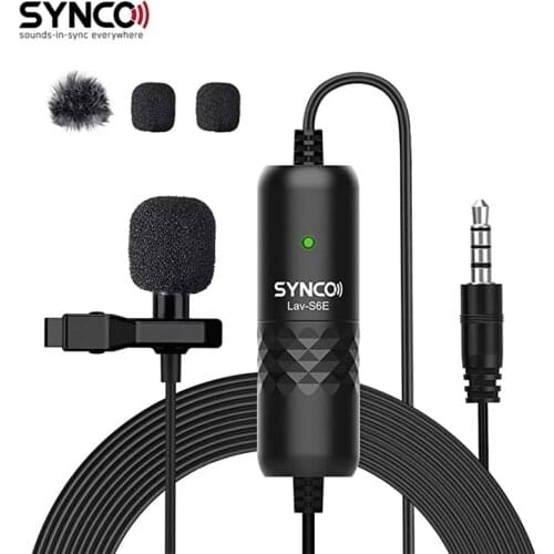 SYNCO Lav S6E Lavalier microphone Omnidirectional Condenser Label Mic, 6M Cord iPhone Android Smartphone Professional Lavalier