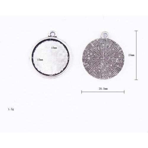 Fit 18x18mm Pendant Single Loops Antique Silver Pendants Setting Cabochon Cameo Base Tray Bezel Blank DIY Jewelry Finding