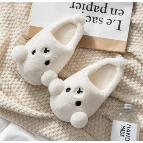 Luxury cute cotton slippers female plush cartoon thick-soled warm couple indoor autumn and winter household male home childrens
