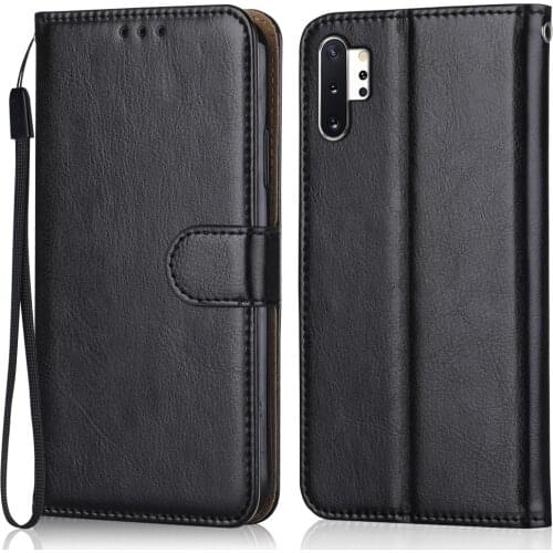 Folio Luxury Leather Case for On Samsung Galaxy Note10+ Note 10 Plus Wallet Stand Flip Case Phone Bag with Strap