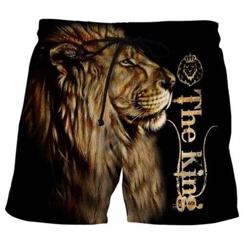 Animal Beautiful Love Lion 3D All Over Printed Mens Shorts Unisex Streetwear Shorts Summer Beach Polyester Casual Shorts 02