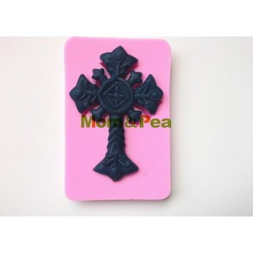 Mom&Pea 0019 Free Shipping Cross Shaped Silicone Mold Cake Decoration Fondant Cake 3D Mold Food Grade Silicone Mould