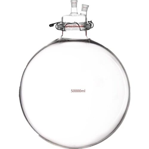 50000ml 24/29 Glass Reaction Kettle 2-Neck 50L Lab Reactor W/Clamp & Two Necks Lid