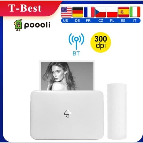 Poooli L3 110mm 300dpi Thermal Printer Portable BT Wireless File Note Photo Printer Support Smartphone Laptop for Home Work