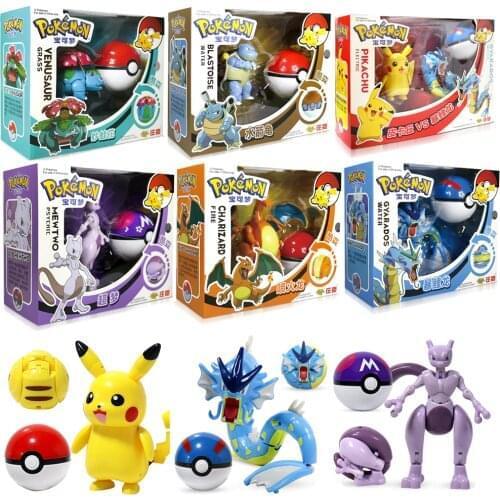 Tomy Pokemon figure Pokeball Set Elf Ball Toys Original Pokemon toy Monster Elf Ball Pikachu Kid Halloween Gift