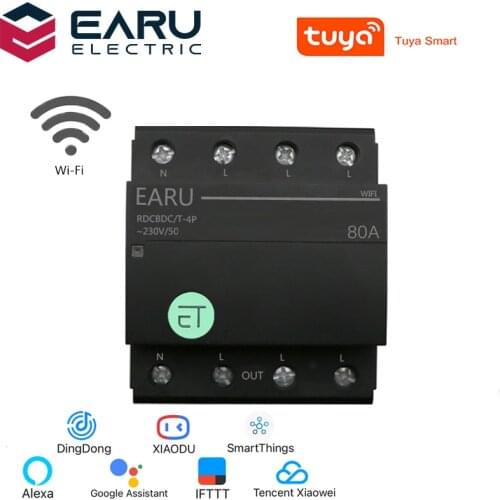 4P WIFI Circuit Breaker Smart Time Timer Relay Switch Voice Remote Control by Tuya APP Smart House for Amazon Alexa Google Home