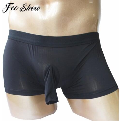 Sexy Mens Boxers Stretch Sissy Panties Funny Underwear with Open Penis Sheath Mens Gay Underwear Boxer Shorts Underwear Panties