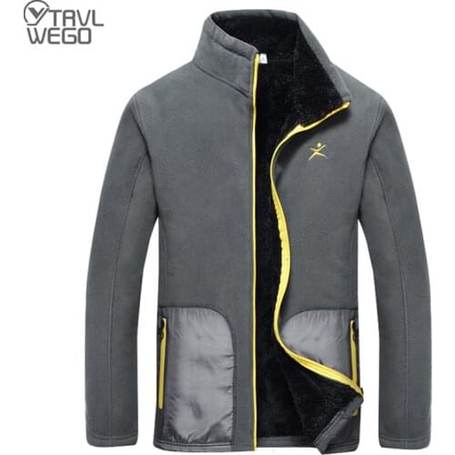 TRVLWEGO Man Winter Outing Polar Fleece Hiking Jacket Outdoor Thickening Camping Tourism Coat Large Capacity Waterproof Pocket