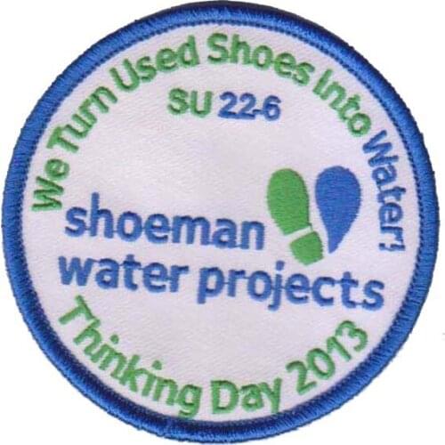 Embroidered Shoeman Water Projects Patch Made of Twill with Merrow Border and PVC Customized Designs are Accepted free shipping