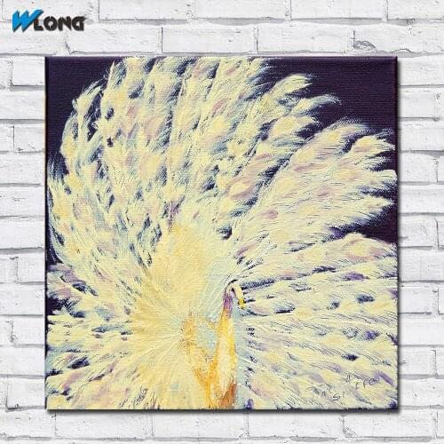 Wlong Fashion Printing Oil Painting Canvas White-Peacock Wall Art , Wall Pictures for Living Room Bedroom Office No Frames