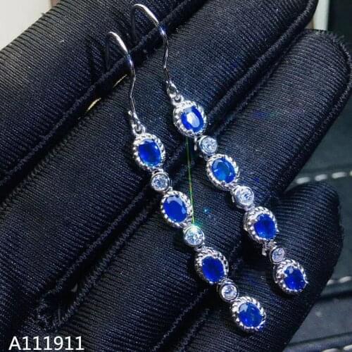 KJJEAXCMY fine jewelry natural sapphire 925 sterling silver women earrings long paragraph support test luxury