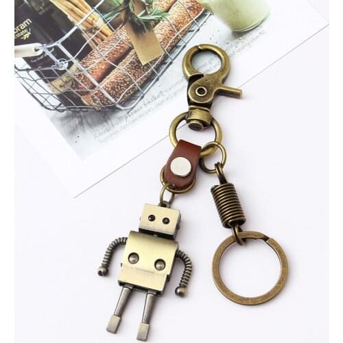 ZOSH Robot Compass Keychain Bronze Antique Key Holder Metal Key Chain Keyring Charm Bag Auto Pendant Gift Wholesale Price
