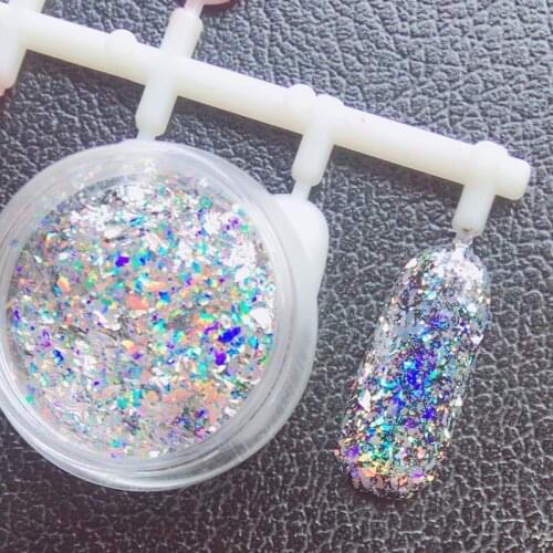 0.1g/0.2g Laser Glitter Galaxy Holo Flake Rainbow Nail Art Sequins Holographic Flakies Powder Paillettes
