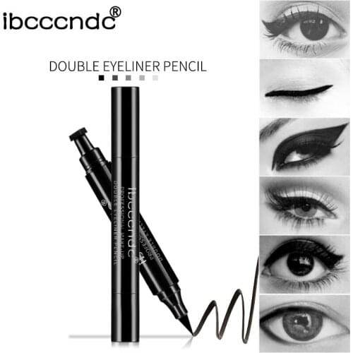 1 Piece Black Liquid Eyeliner Pen with Stamp Quick Dry Waterproof Long Lasting Cat Eye Liner Pencil Seal Cosmetic Makeup Tool