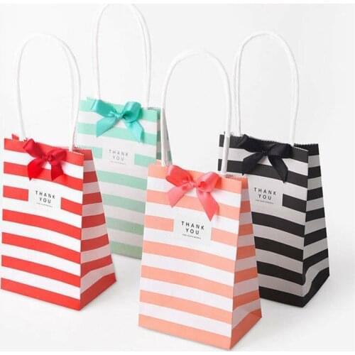 10-50 x cross stripe paper party wedding birthday gift bag small kraft paper pinkycolor