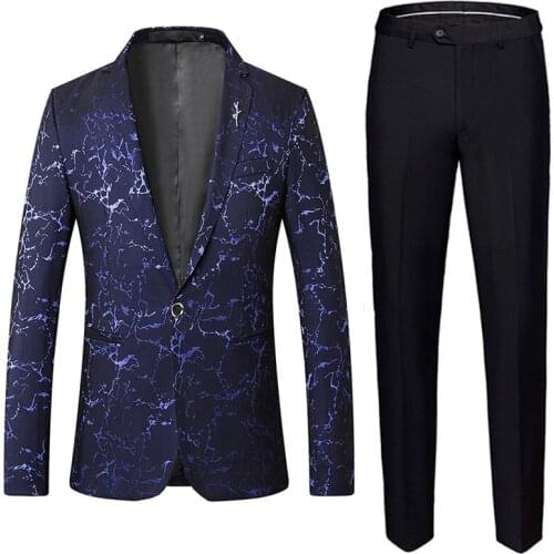 2021 New Men Business Casual Suits Single-breasted Slim Fit Singer Host Stage Dress Suit Fashionable High Street Style Blazers