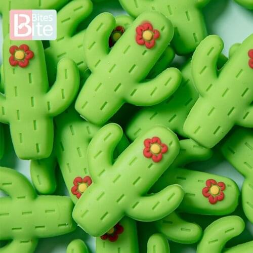 5pcs Baby Teether Beads Silicone Cactus Beads Food Grade Silicone DIY Baby Teething Necklace Pacifier Chains Baby Products Gifts