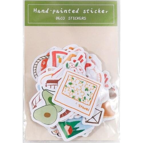 60pcs Hand-painted Stickers To DIY Luggage Bike Notebook Laptop Guitar Decals Snack Sailing Baking Label Release Paper Stickers