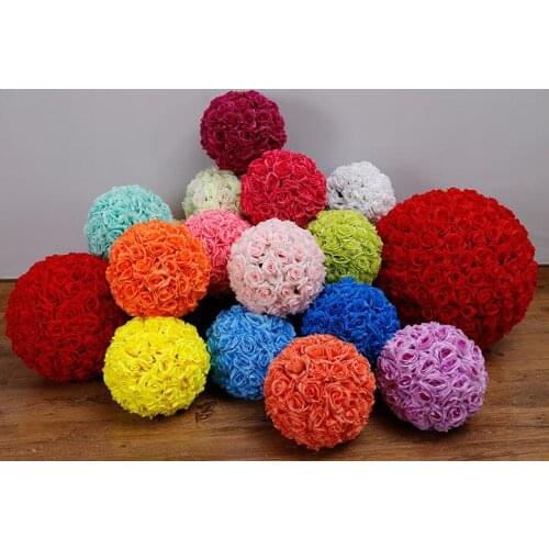 8 Inch Kissing Ball Wedding silk Pomander flower ball decorate artificial flower for wedding garden market decoration FB001