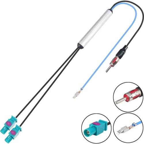 Auto Radio Adapter Cable Twin Fakra Z Plug to DIN Plug Connector 12V+ Active Amplifier Cable 30cm Compatible for BMW Blaupunkt