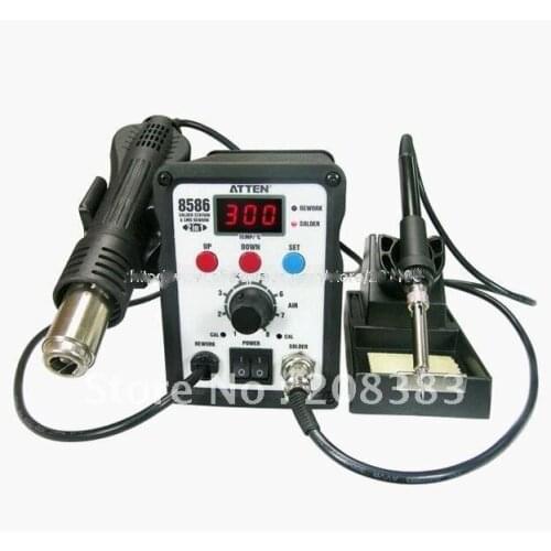 Free Shipping 117# AT8586 2in1 SMD Rewoke Soldering Station Hot Air Gun & Welding Station