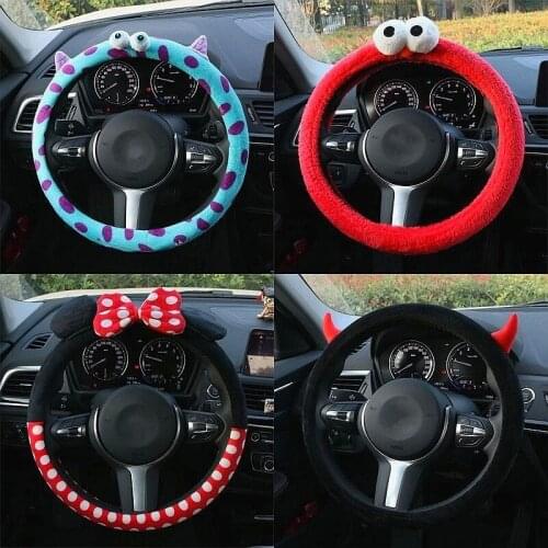Car Steering Wheel Covers Cartoon Mouse Universal Warm Plush Winter Round Lovely Bow Cute Wholesale Car Interior Accessories