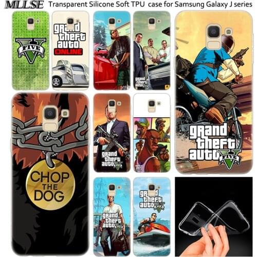 Hot GTA 5 Game Transparent Soft Silicone Case For Samsung Galaxy J2Pro J4 J6 J8 2018 J3 J5 J7 2016 2017EU Prime CORE Plus Cover