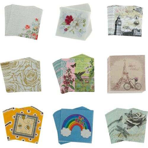 Decoupage Table Paper Napkins Elegant Tissue Vintage Towel Flower Butterfly Stamp Birthday Wedding Party Home Beautiful Decor