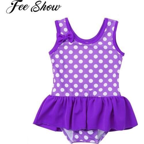 FEESHOW Girls Swimwear Toddler Infant Baby Sleeveless Polka Dots Swimsuit Swimwear Bathing Suit Kids Summer Swimming Costume