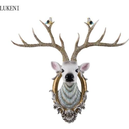 Pendant Simulation Deer Head European Creative Porch Living Room Bar Background Wall Three-dimensional Wall Decoration