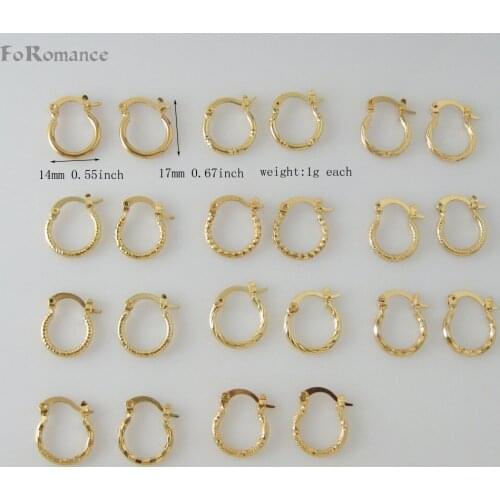 Foromance/ELEVEN STYLES GREAT DESIGN - YELLOW GOLD GP FILL BRASS ROUND HOOP TALL 17MM 0.63" EARRING