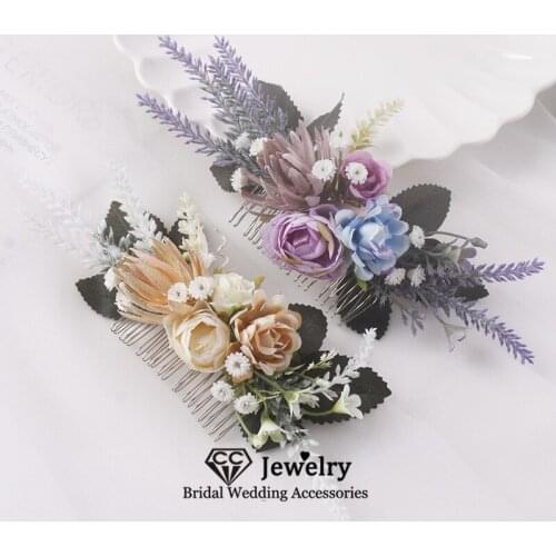 CC Flower Hair Comb Wedding Accessories for Women Engagement Jewelry Bridal Headdress Romantic Hairwear Combs High Quality 8490