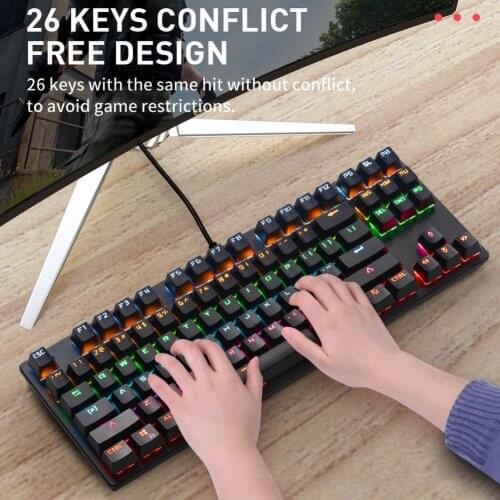 K70 Wired Colorful LED Light Gaming Mechanical Keyboard for Desktop Computers